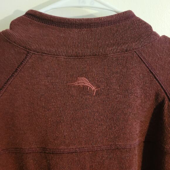 Tommy Bahama XL Maroon Quarter Zip Pullover Sweater Cotton Blend Casual Resort - Picture 3 of 9